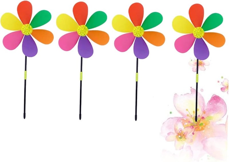 4 قطع ملونة من طواحين الهواء المصنوعة من البولي فينيل كلورايد لتزيين الحدائق الخارجية والمروج والمشاهد الطبيعية - Image 1